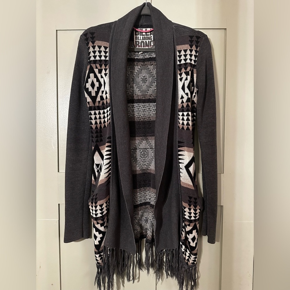 Billabong Women's Black and White Geometric Cardigan